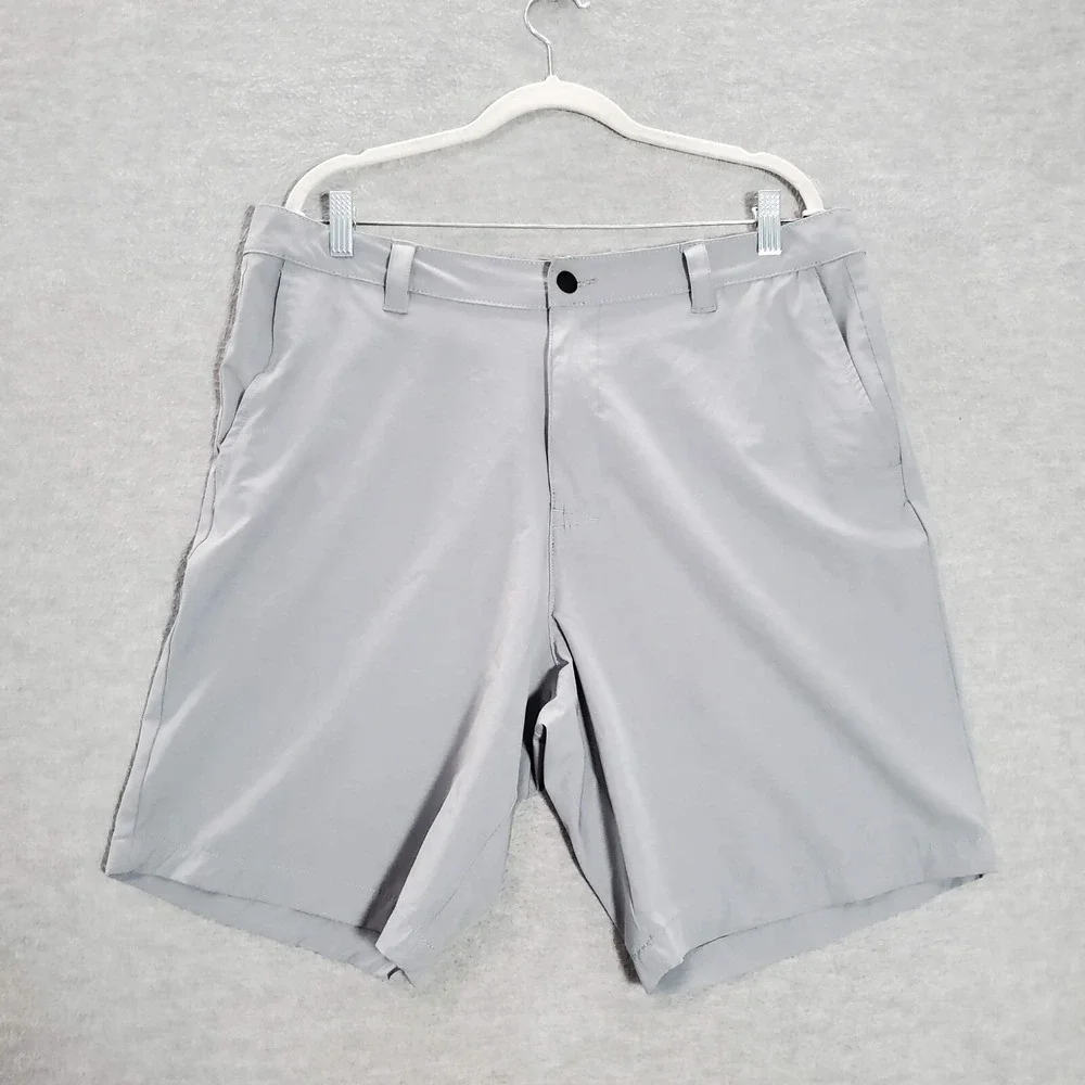 Banana Republic Men Shorts 38 Gray Chino Pockets High Rise Spandex Cotton READ
